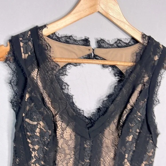 Heartloom Fit and Flare Black Lace Nude Lining Mini Dress size M - Picture 3 of 9
